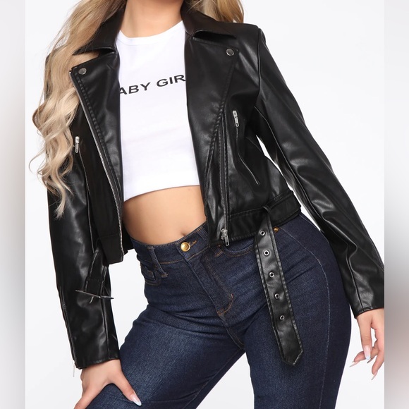 Fashion Nova Jackets & Blazers - Small Fashion Nova - In Control Moto Jacket - Black faux leather biker jacket